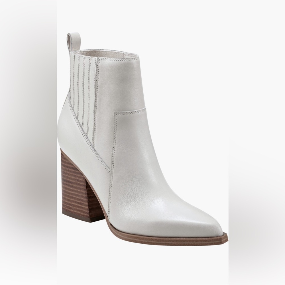 Marc Fisher Marela Bootie in white/ivory leather